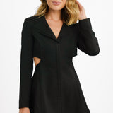 Topshop Open Back Full Skirt Blazer Mini Dress In Black