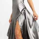 Topshop Asymmetric Lace Up Midi Slip Dress In Silver