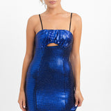 Topshop Disco Sequin Midi Dress In Colbalt