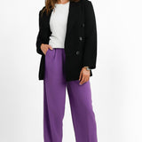 Topshop Button Fly Slouch Peg-Leg Trouser In Purple