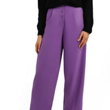 Topshop Button Fly Slouch Peg-Leg Trouser In Purple