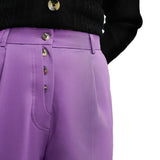 Topshop Button Fly Slouch Peg-Leg Trouser In Purple