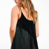 Topshop Lace Velvet Strappy Dress In Black