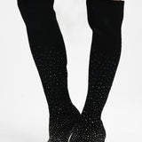 Dune Wide Fit Pointed Toe Heeled Knee Boot In Black