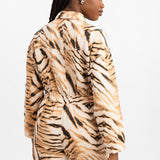 ASOS DESIGN Long Sleeve Slouchy Twill Jumspsuit In Animal Print