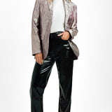 ASOS DESIGN Metallic Nipped Waist Suit Blazer In Silver