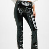 ASOS DESIGN High Shine Vinyl Trouser With Diamante Side Lace Up Flare In Black