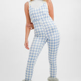 Threadbare Ski Salopettes In Pastel Blue Houndstooth