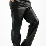 4th & Reckless Tall exclusive leather look trousers in black