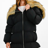 Collusion Oversized Parka Jacket With Faux Fur Hood In Black