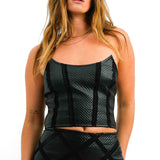 ASOS DESIGN Festival Faux Leather Corset With Lace Detail Co-Ord In Black