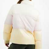 Fila Colour Blocked Puffer Jacket In Yellow And Pink