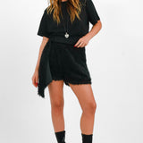 ASOS Luxe Faux Fur Fluffy Bow Shorts In Black