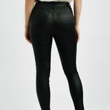 Topshop Petite Joni Jeans In Coated Black