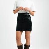 Morgan Faux Leather Belted Mini Skirt In Black