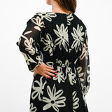 Topshop Long Sleeve V-Neck Chuck On Midi Dress In Bold Floral