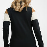 Protest Yingsa 1/4 Zip Top In Colourblock Black Leopard White