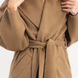 Wool Belted Coat In Beige