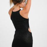 NA-KD Knitted Cut Out Mini Dress In Black