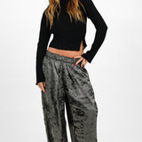 Free People Wide Leg Trousers In Metallic Gunmetal Grey