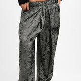 Free People Wide Leg Trousers In Metallic Gunmetal Grey