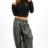 Free People Wide Leg Trousers In Metallic Gunmetal Grey