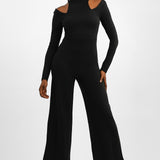 Edited Wide Leg Jumpsuit With Shoulder Cut Outs In Black