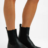 & Other Stories Leather Chunky Pull On Boots In Black Texture