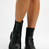 & Other Stories Leather Chunky Pull On Boots In Black Texture