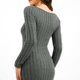 Edited Square Neck Fitted Jumper Dress In Charcoal