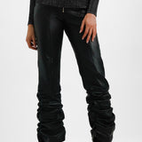 Urbancode Real Leather Ruched Trouser In Black