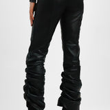 Urbancode Real Leather Ruched Trouser In Black