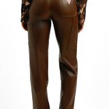 Guess Originals Pu Straight Leg Carpenter Trousers In Brown