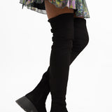 ASOS DESIGN Kingsley Over The Knee Boot In Black Micro