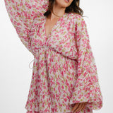 ASOS DESIGN Micro Pleated Batwing Trapeze Mini Dress In Pink Floral