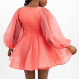 Bardot Long Sleeve Mini Dress In Watermelon Pink