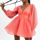 Bardot Long Sleeve Mini Dress In Watermelon Pink