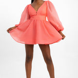 Bardot Long Sleeve Mini Dress In Watermelon Pink