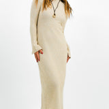 Topshop Rib Column Midi Dress In Cream