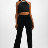 NA-KD x Mimi Ar Co-Ord Trousers With Fringe Detail In Black Glitter