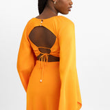 Forever New Long Sleeve Cut Out Maxi Dress In Orange