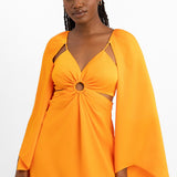 Forever New Long Sleeve Cut Out Maxi Dress In Orange