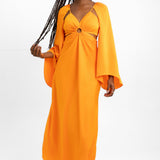 Forever New Long Sleeve Cut Out Maxi Dress In Orange