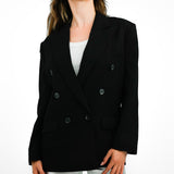 Topshop 90'S Double Breasted 6 Button Blazer In Black