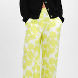 Armani Exchange Print Wide Leg Trousers In Green