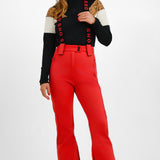 Topshop Sno Flared Ski Trouser With Braces In Red