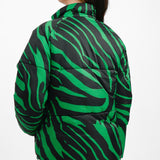 Topshop Sno Funnel Neck Puffer Ski Jacket In Green Zebra Print