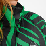 Topshop Sno Funnel Neck Puffer Ski Jacket In Green Zebra Print