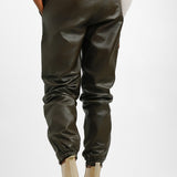 Muubaa Elasticated Leather Joggers In Brown