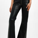 Muubaa zip front leather flared trousers in black